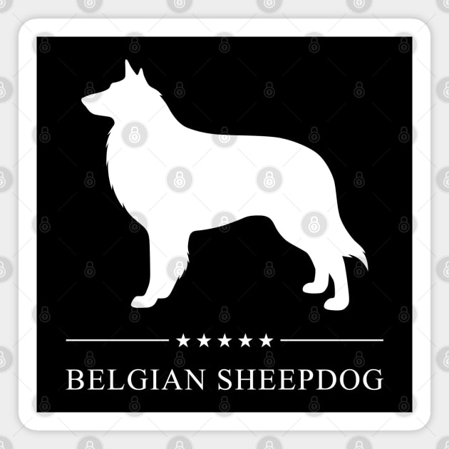 Belgian Sheepdog Dog White Silhouette Magnet by millersye